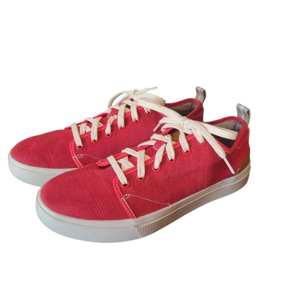 Toms US Mens Size 8 TRVL LITE Red Canvas Sneakers Lace Up Comfort Casual - Picture 1 of 10
